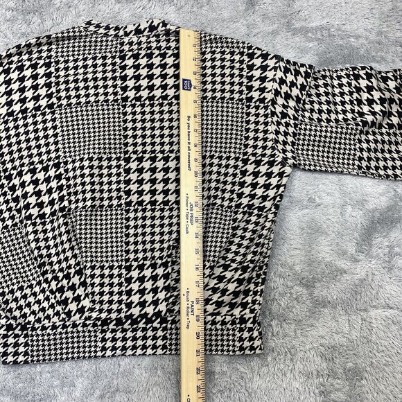 Monrow Shirt Women Small Black Houndstooth Sweatshirt Sweater Puff Sleeve USA - Picture 13 of 14